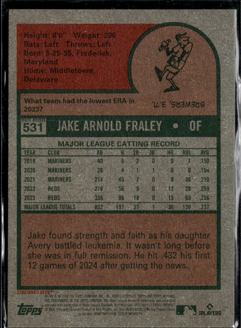 Jake Fraley 2024 Topps Heritage Black Border SSP Cincinnati Reds