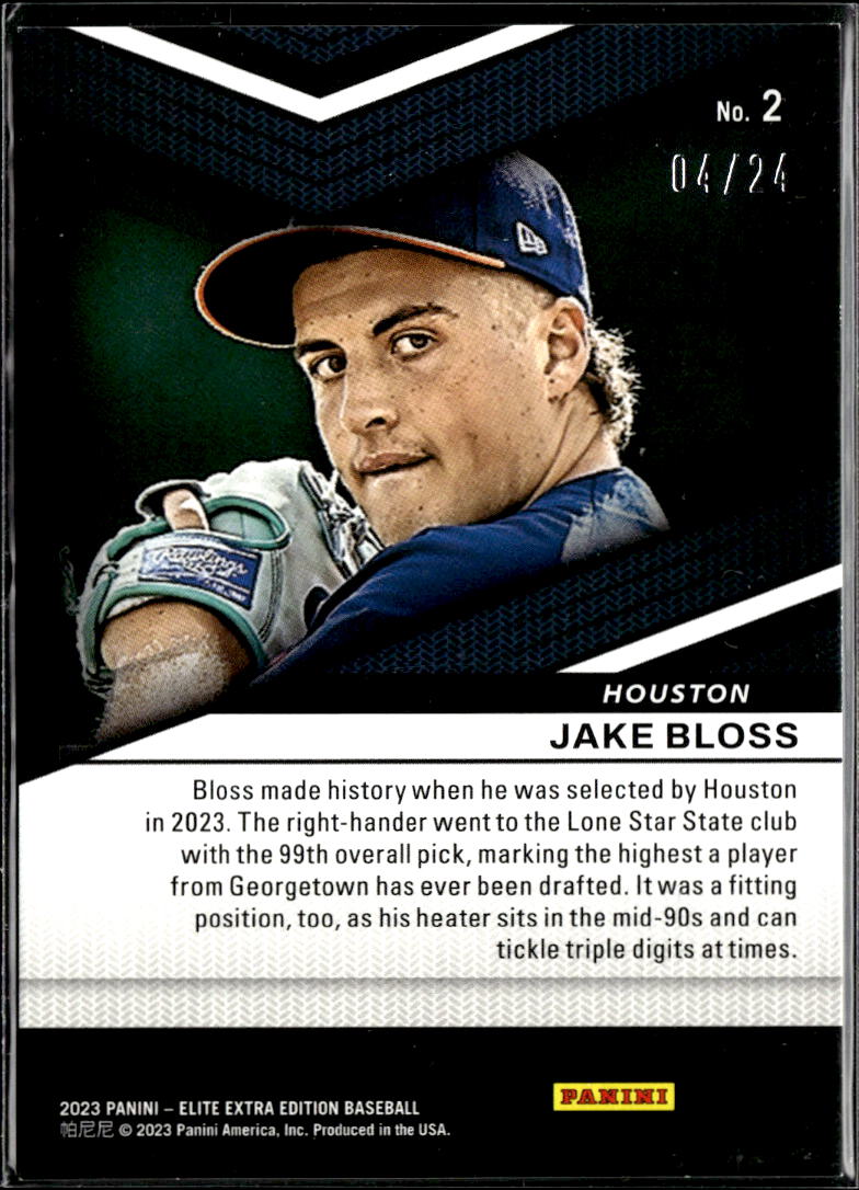 Jake Bloss 2023 Elite Extra Edition Prime Numbers GOLD 4/24 Houston Astros