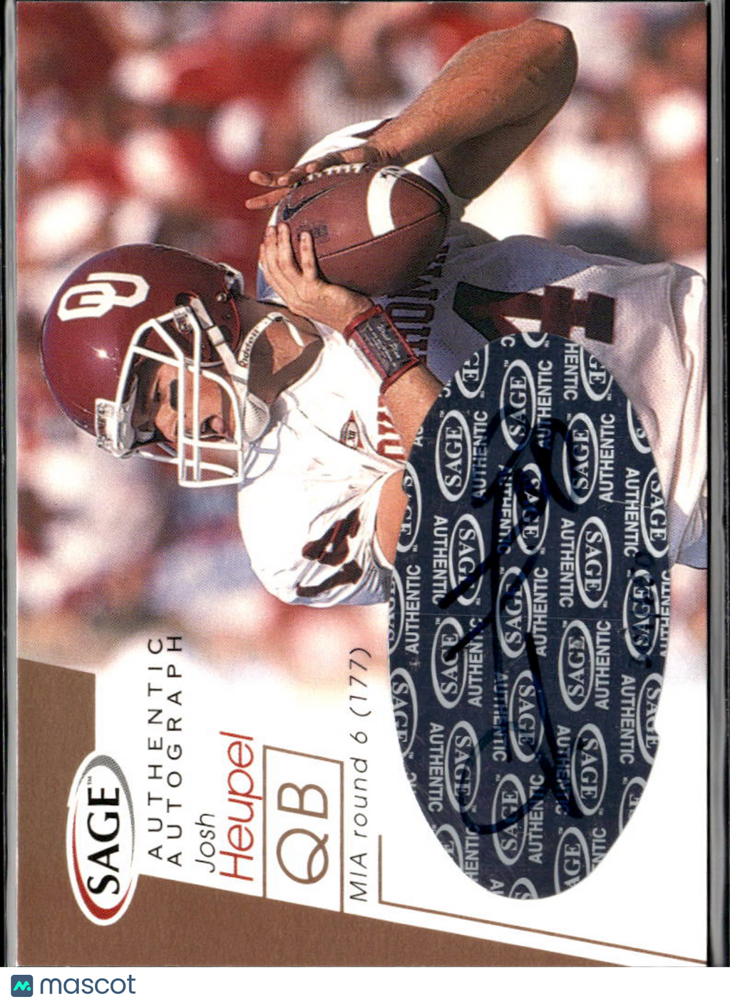 Josh Heupel 2001 SAGE Hit Auto Autograph RC 301/650 Oklahoma Sooners