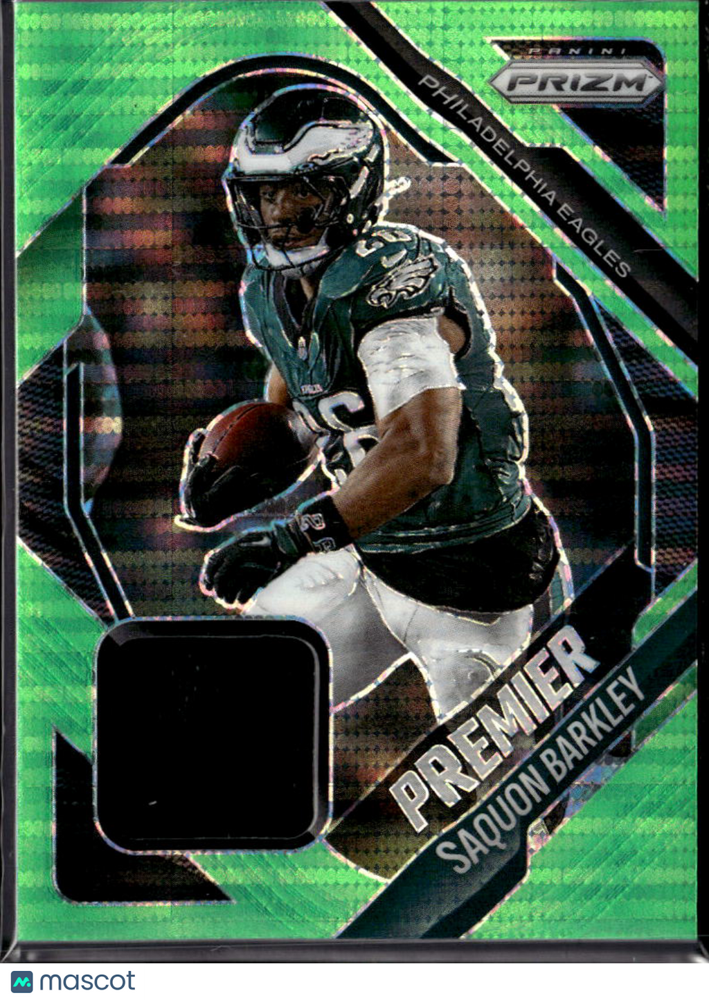 Saquon Barkley 2025 Prizm Jersey Patch Green Pulsar Philadelphia Eagles
