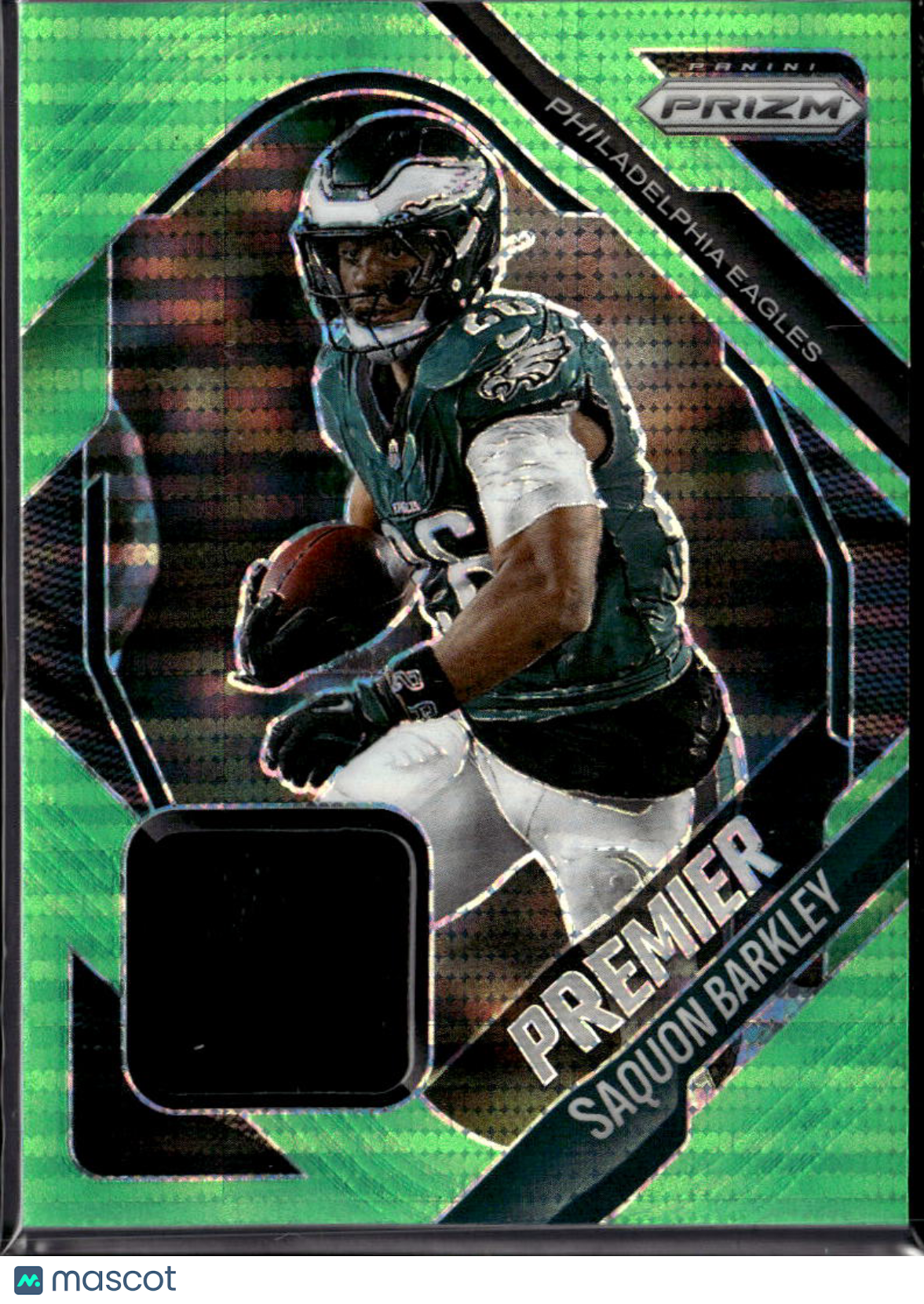 Saquon Barkley 2025 Prizm Jersey Patch Green Pulsar Philadelphia Eagles