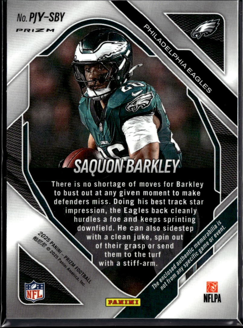 Saquon Barkley 2025 Prizm Jersey Patch Green Pulsar Philadelphia Eagles