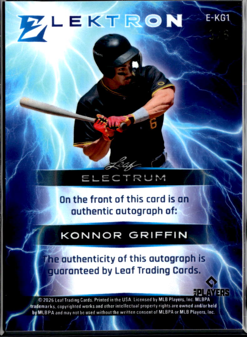 Konnor Griffin 2026 Leaf Electrum Auto Autograph RC Pittsburgh Pirates 3/6