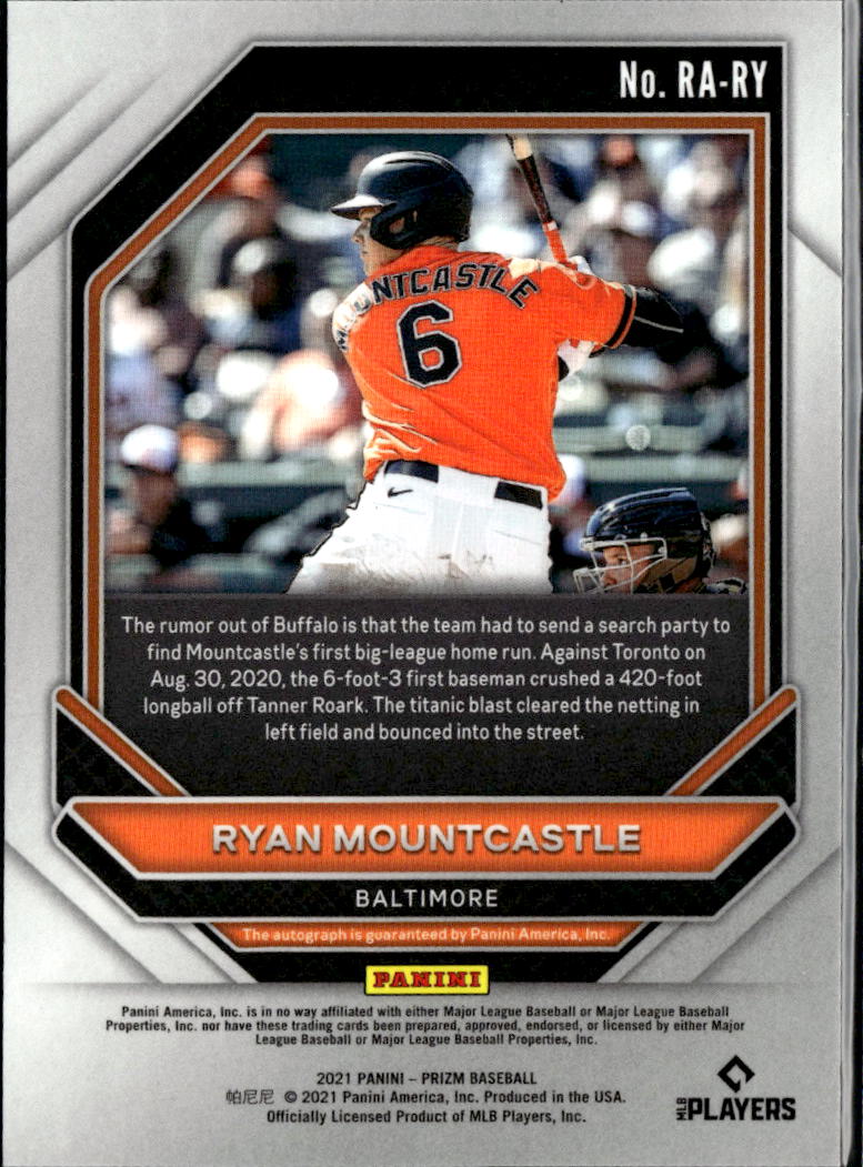 Ryan Mountcastle 2021 Prizm Auto Autograph RC Rookie Baltimore Orioles