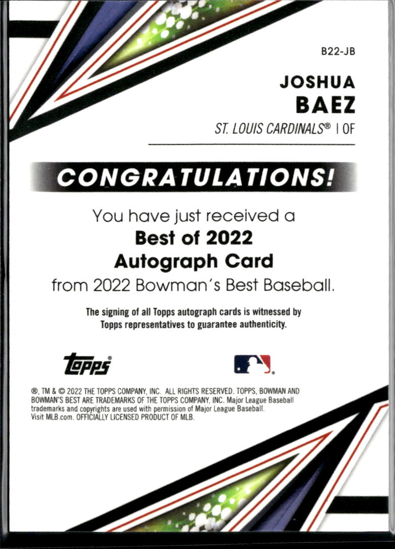 Joshua Baez 2022 Bowman's Best Auto Autograph RC St. Louis Cardinals