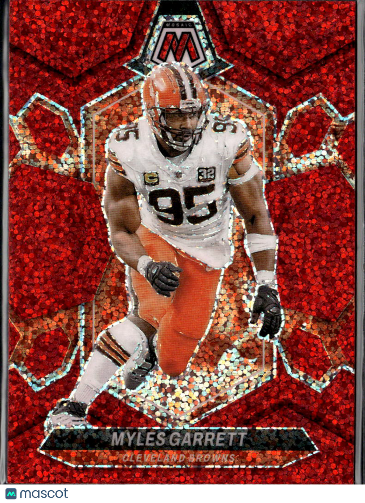 Myles Garrett 2024 Mosaic Red Sparkle Prizm SSP Cleveland Browns