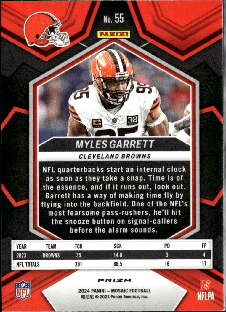 Myles Garrett 2024 Mosaic Red Sparkle Prizm SSP Cleveland Browns