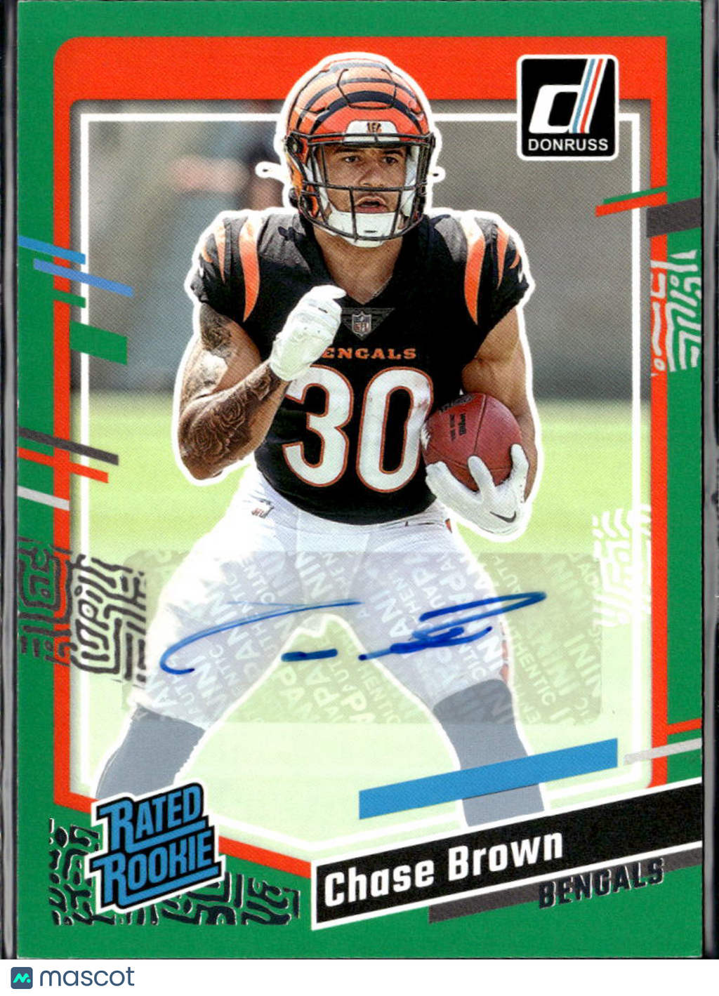 Chase Brown 2023 Donruss Rated Rookie Auto Autograph Green RC Cincinnati Bengals