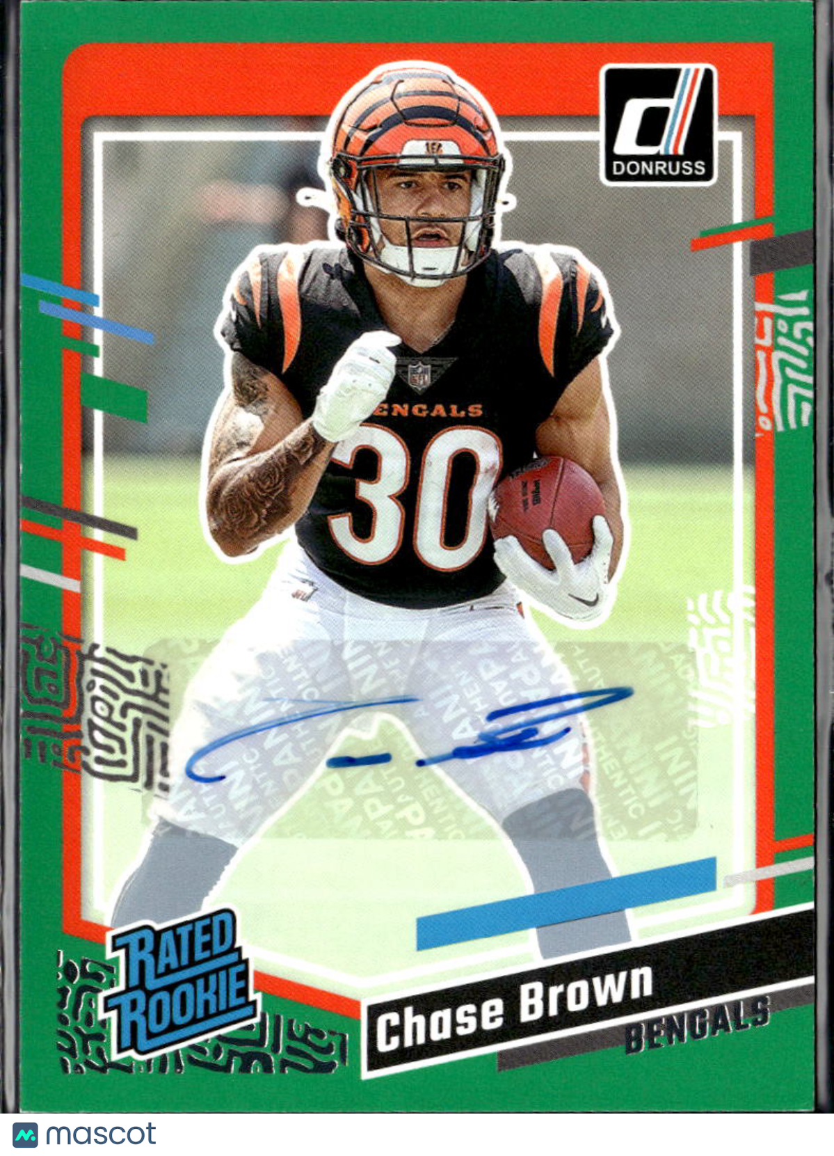 Chase Brown 2023 Donruss Rated Rookie Auto Autograph Green RC Cincinnati Bengals