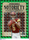 Jayden Daniels 2024 Mosaic Notoriety RC Green Prizm Rookie Washington Commanders