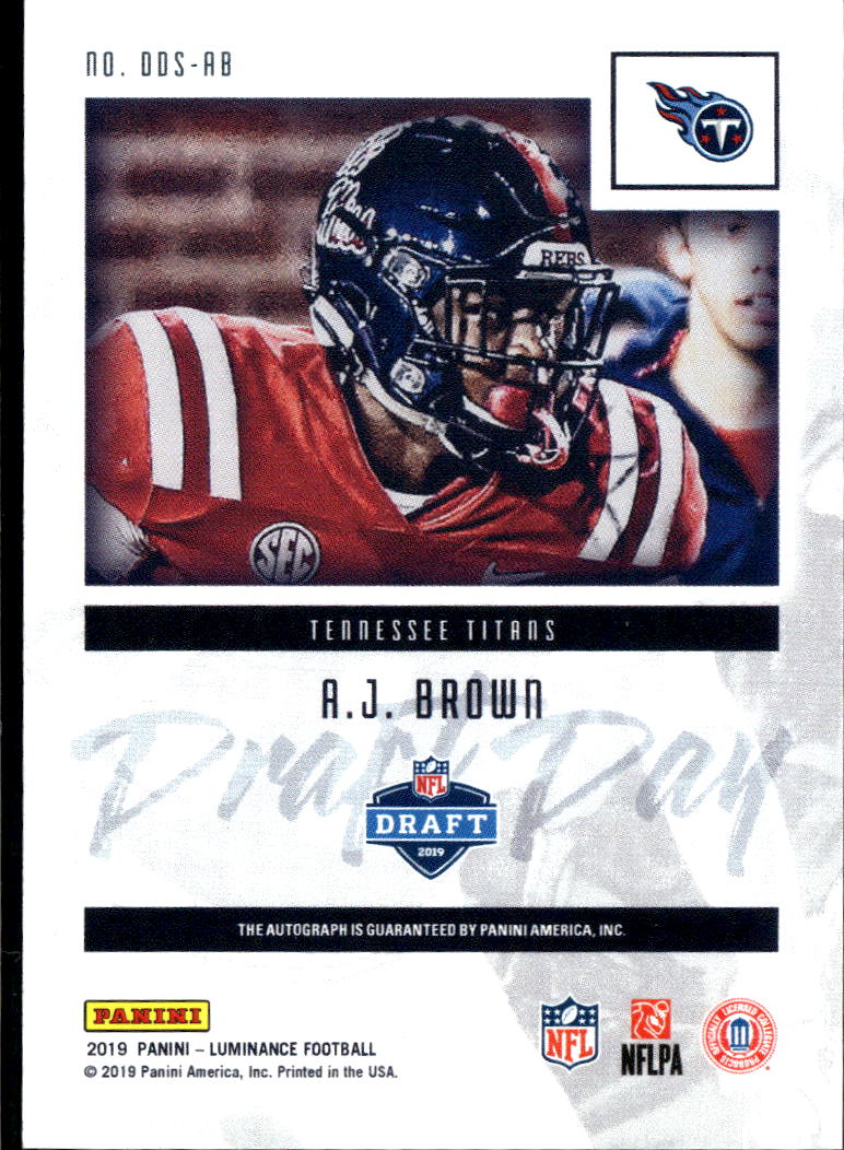 A.J. Brown 2019 Luminance Draft Day Auto Autograph RC Ole Miss Patriots Titans