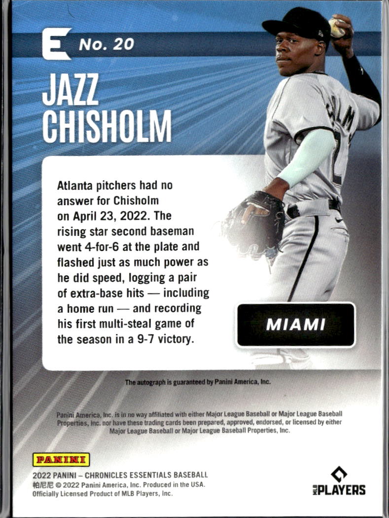 Jazz Chisholm 2022 Chronicles Essentials Auto Autograph Miami Marlins
