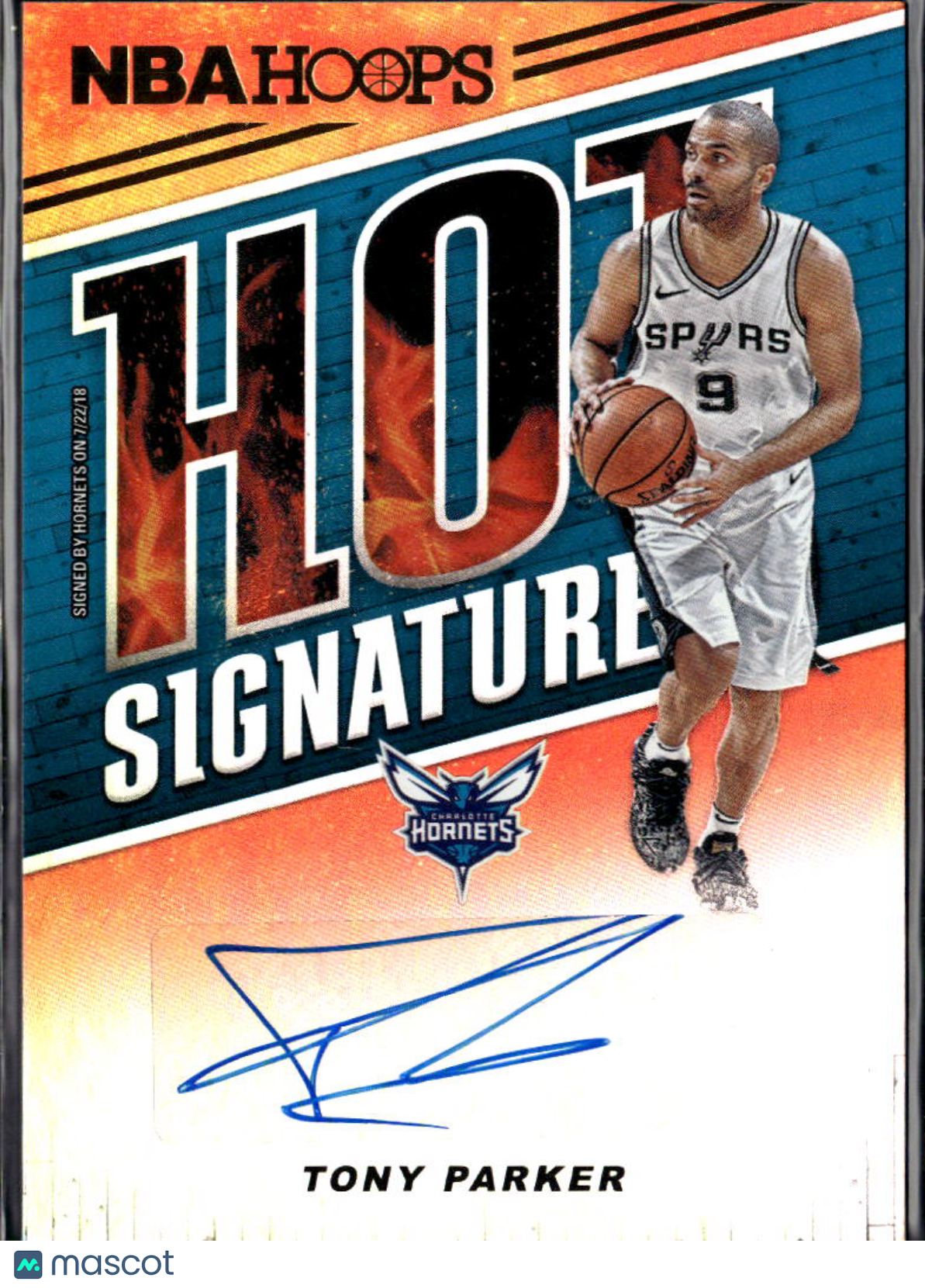 Tony Parker 2018-19 NBA Hoops Hot Signatures Auto Autograph Spurs Hornets