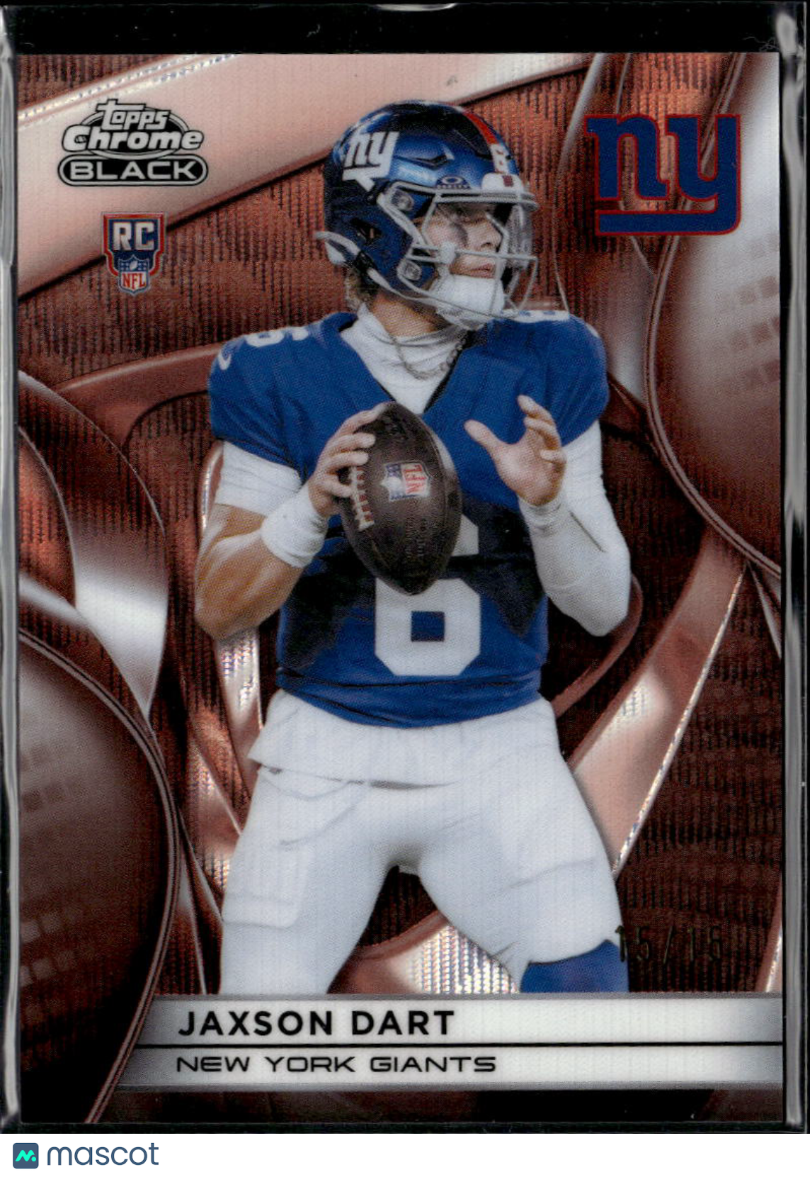 Jaxson Dart 2025 Topps Chrome Black Rose Gold Rookie RC 15/15 New York Giants