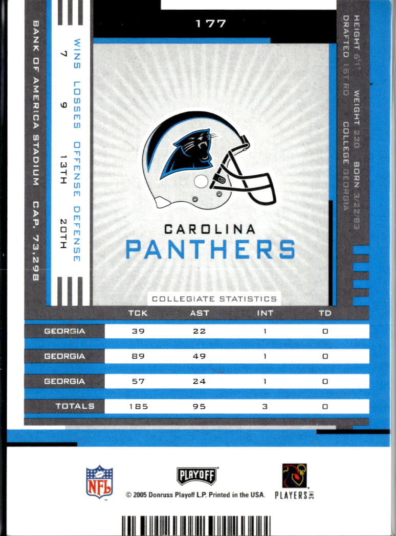 Thomas Davis 2005 Playoff Contenders Autograph Auto RC Carolina Panthers