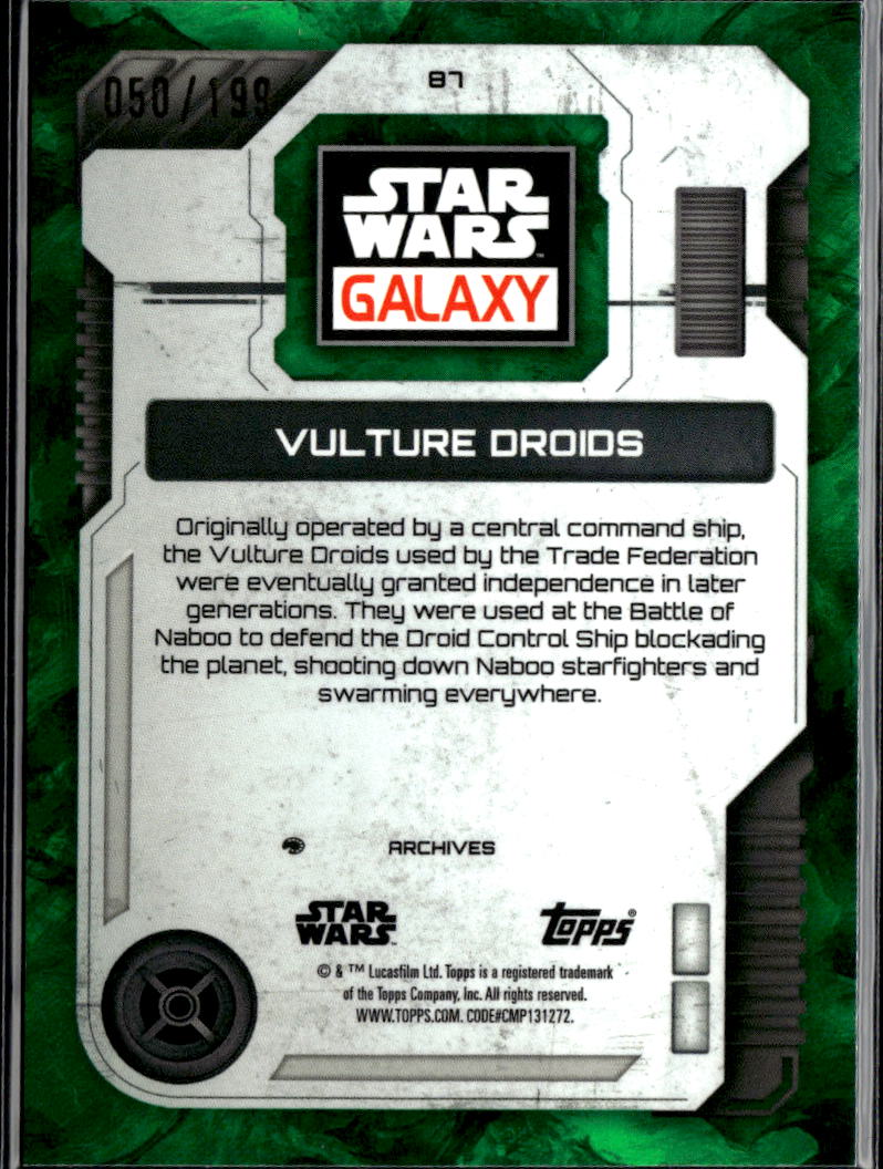 Vulture Droids 2026 Topps Star Wars Galaxy Green Shimmer Refractor 50/199 #87