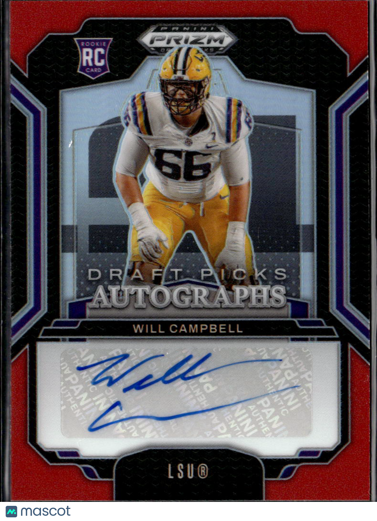 Will Campbell 2025 Prizm Draft Picks Auto Autograph RC 348/399 LSU Tigers
