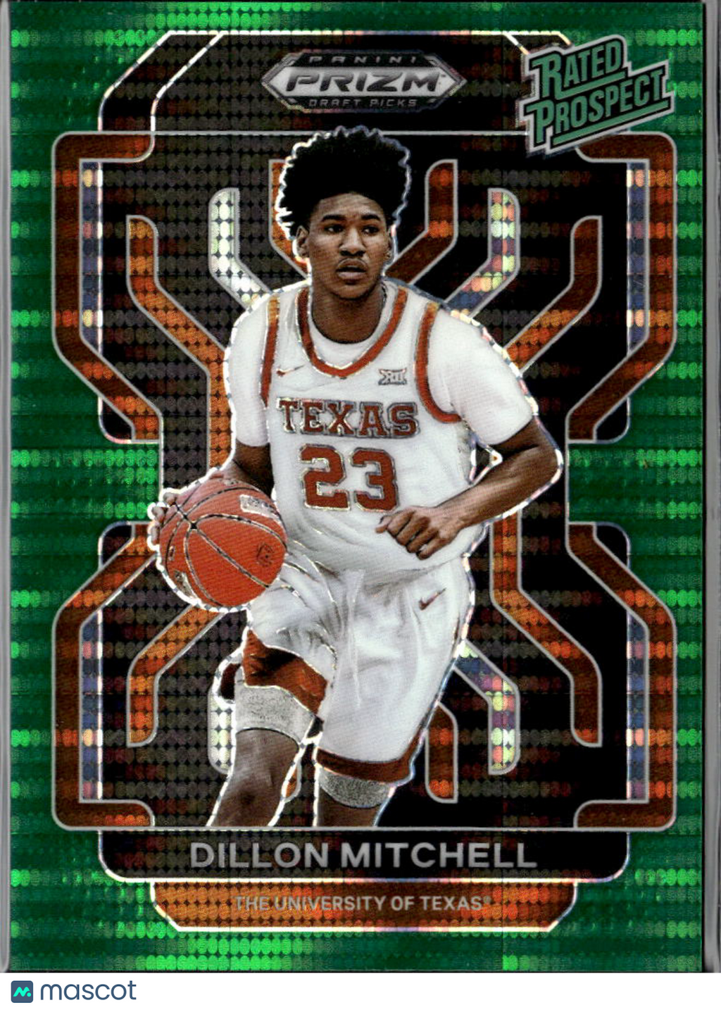 Dillon Mitchell 2022 Prizm Draft Green Pulsar Rookie RC 7/25 Texas Longhorns