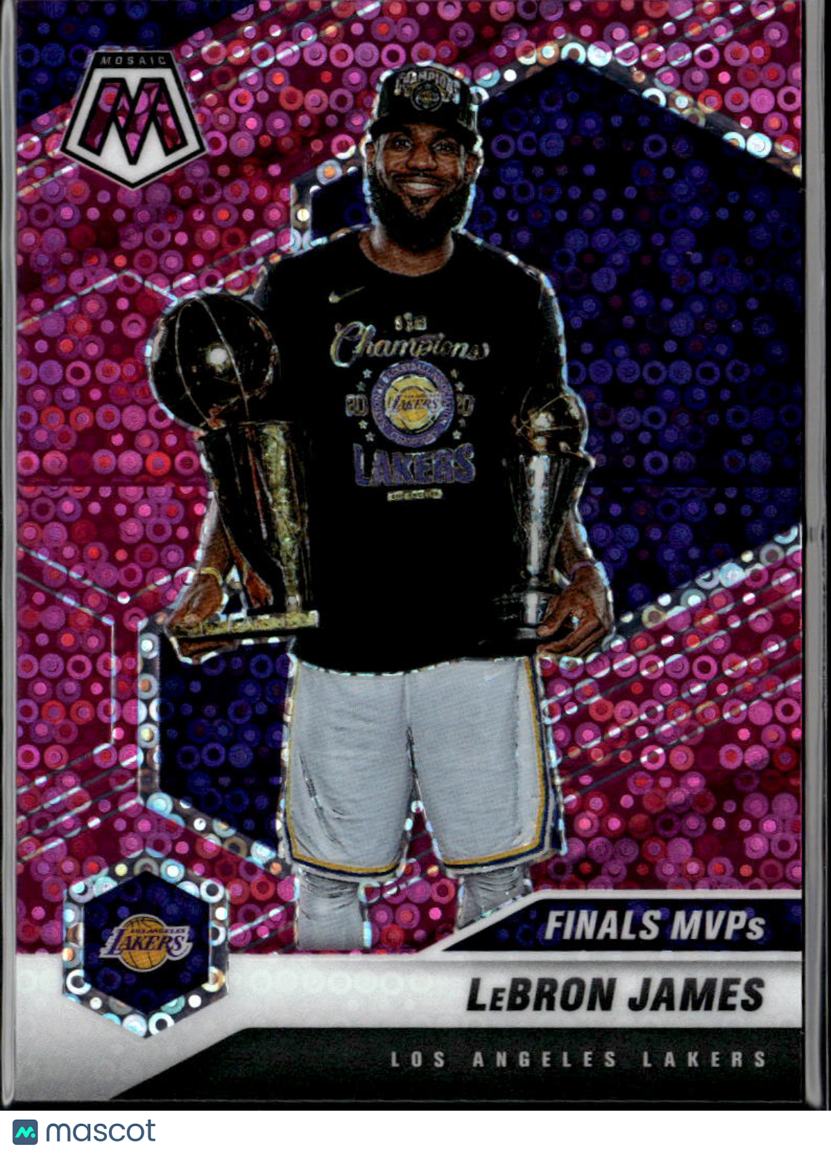 LeBron James 2020-21 Mosaic Finals MVP Pink Prizm 18/20 Los Angeles Lakers