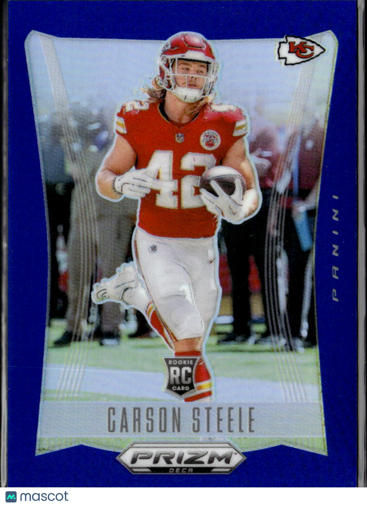 Carson Steele 2024 Prizm Deca Blue Prizm Rookie RC 122 /149 Kansas City Chiefs