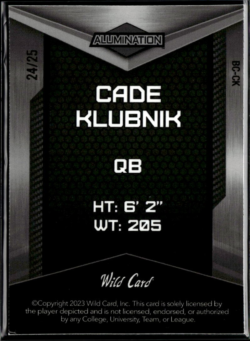 Cade Klubnik 2023 Wild Card Alumination Rookie RC 24/25 Jets Clemson Tigers