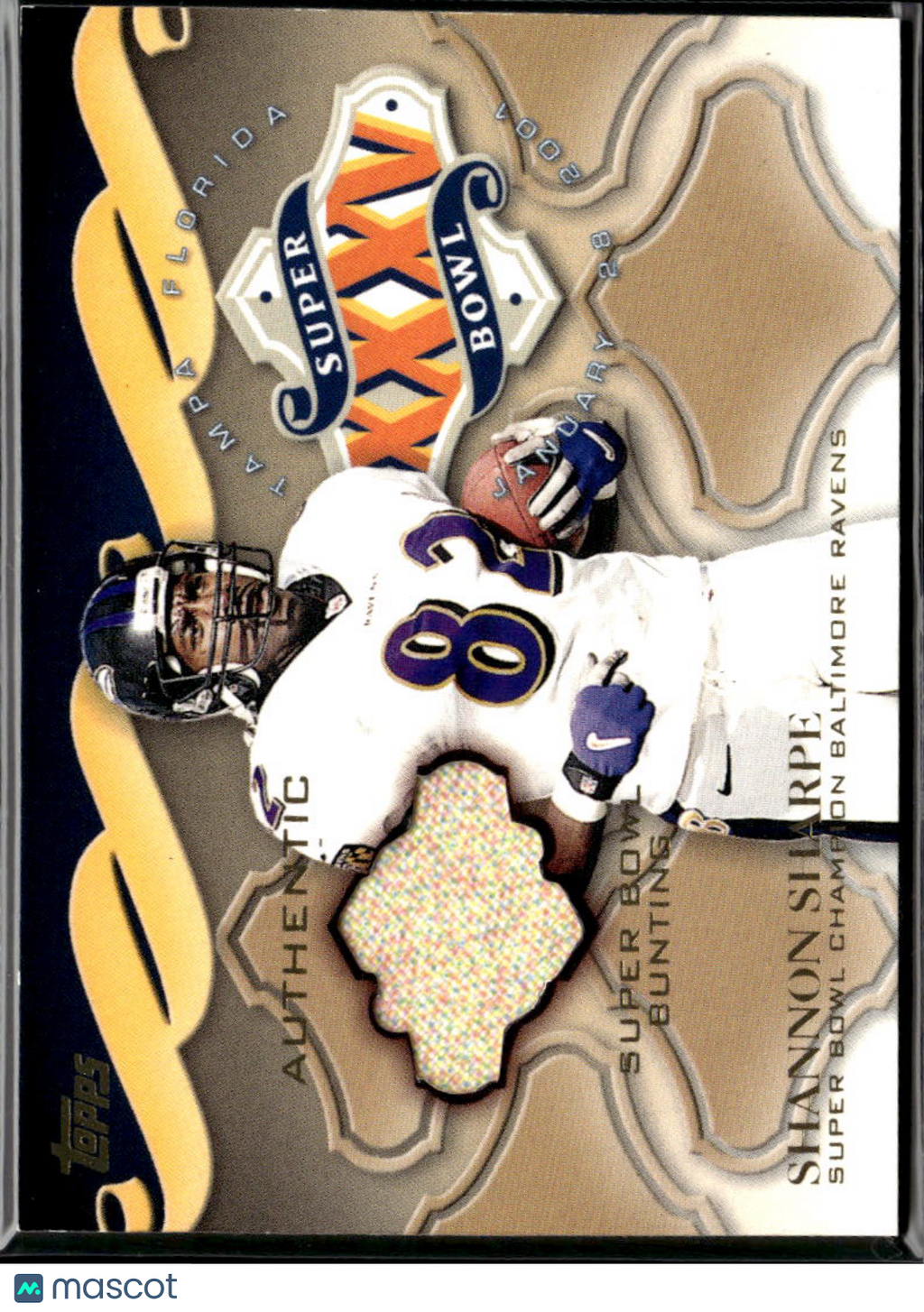 Shannon Sharpe 2001 Topps Game Used Super Bowl Bunting Patch Baltimore Ravens