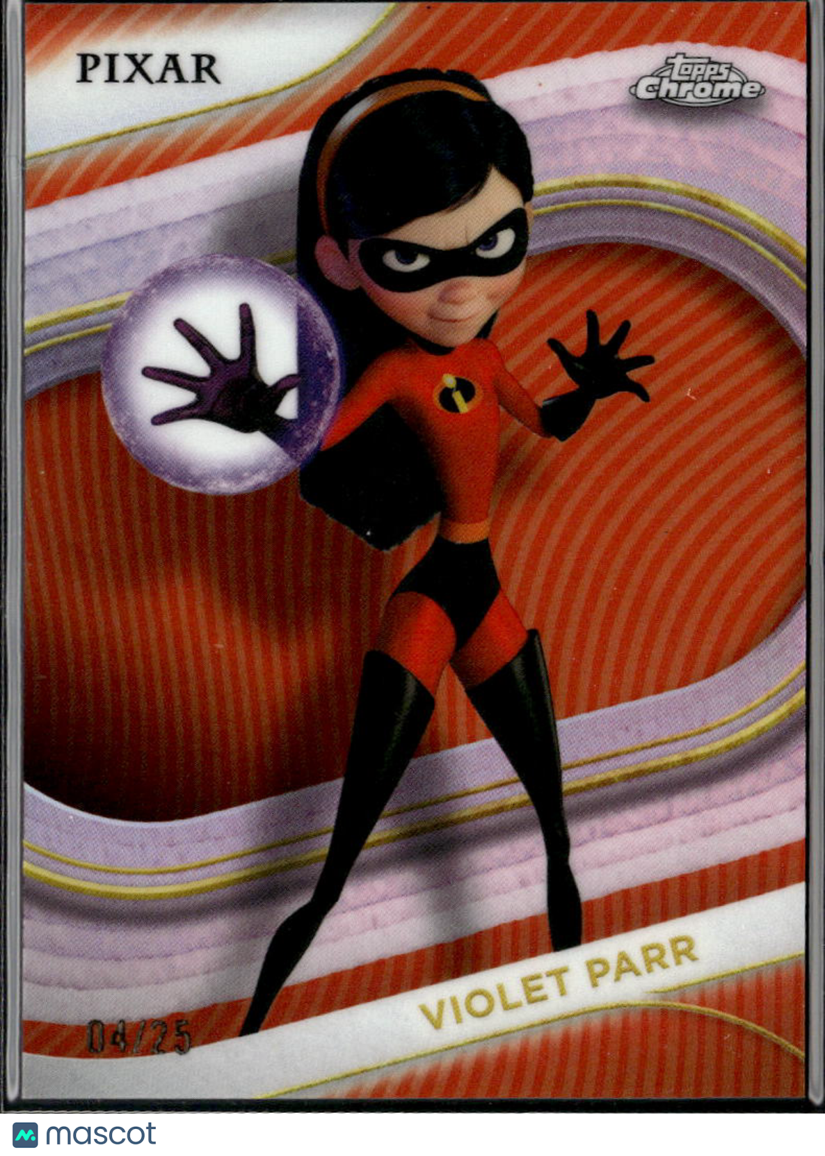 Violet Parr 2025 Topps Chrome Disney Orange Refractor Incredibles 4/25 #152