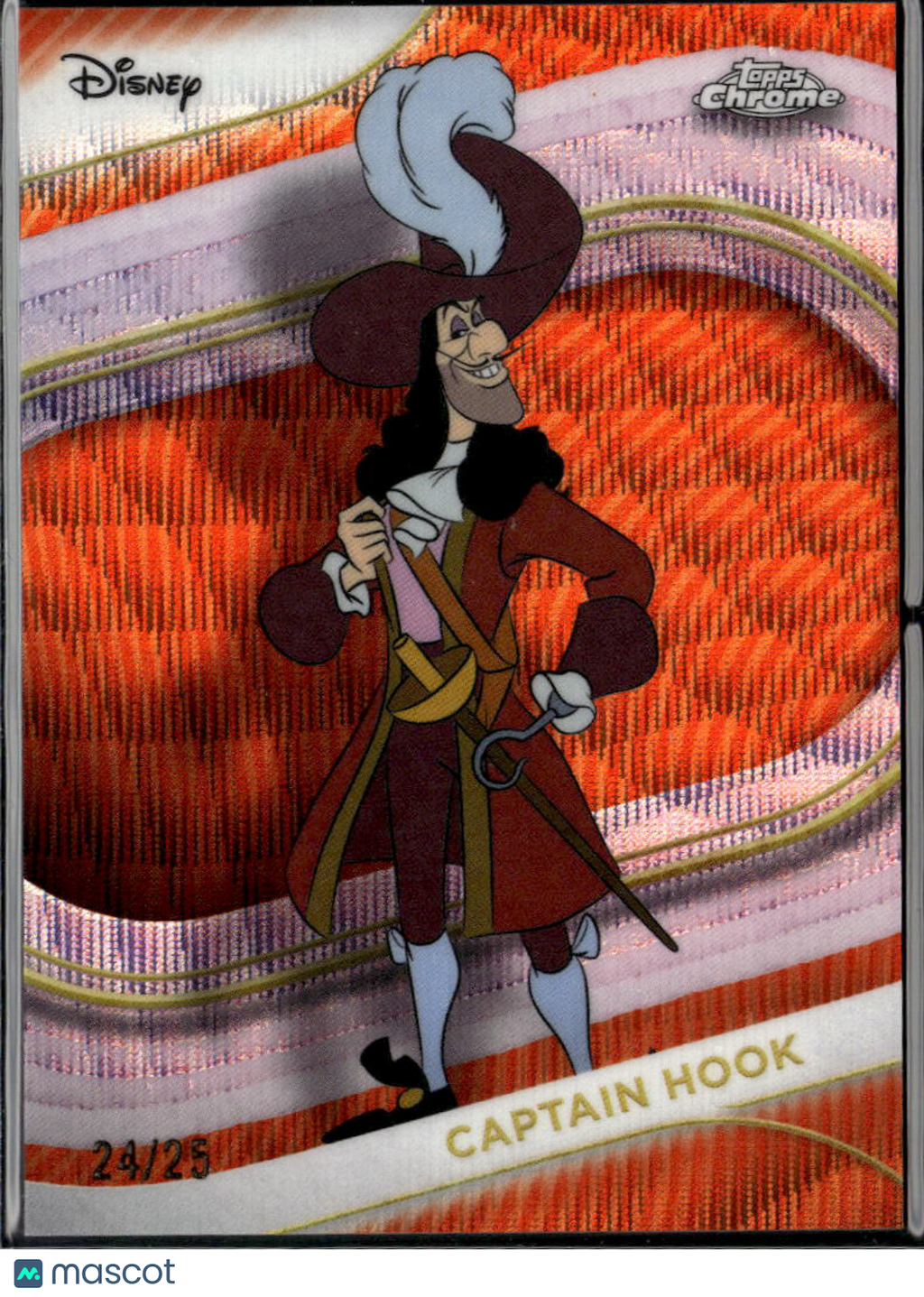 Captain Hook 2025 Topps Chrome Disney Orange Wave Refractor 24/25 #160