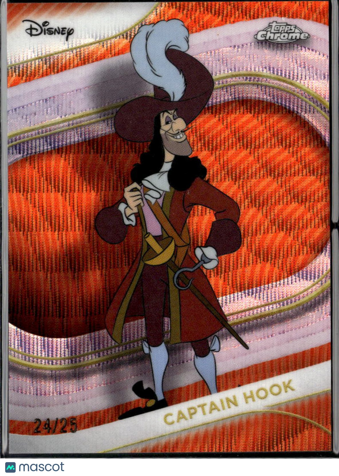 Captain Hook 2025 Topps Chrome Disney Orange Wave Refractor 24/25 #160