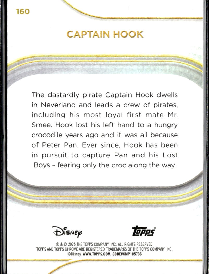 Captain Hook 2025 Topps Chrome Disney Orange Wave Refractor 24/25 #160