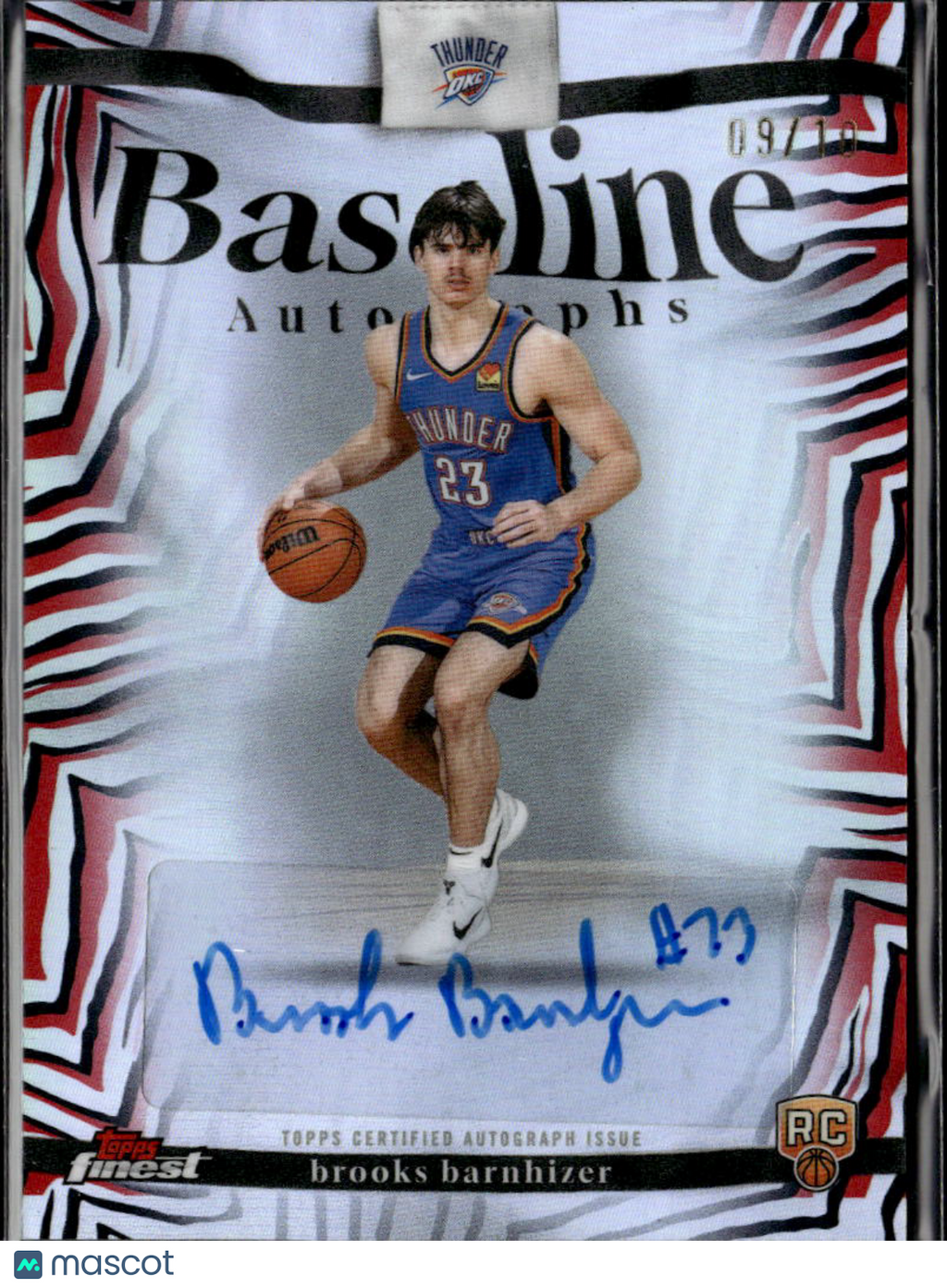 Brooks Barnhizer 2025 Topps Finest Auto Autograph RED 9/10 Oklahoma City Thunder