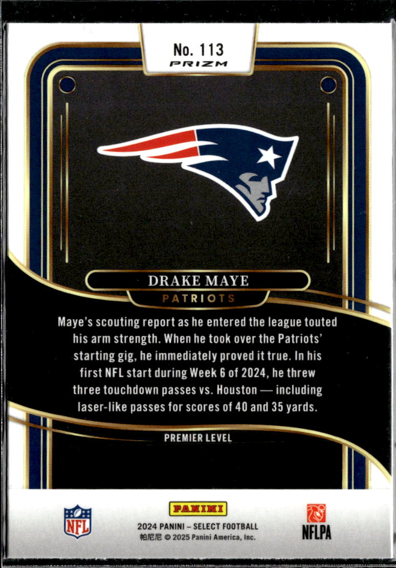 Drake Maye 2024 Select Premier Red Black Prizm Rookie RC New England Patriots