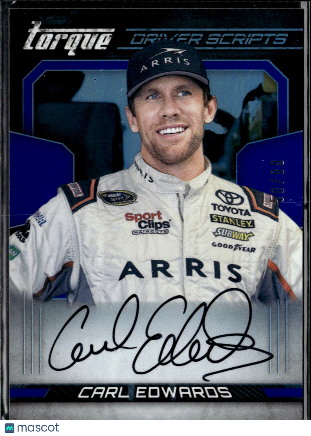 Carl Edwards 2017 Torque Racing Driver Scripts Auto Autograph 50/99