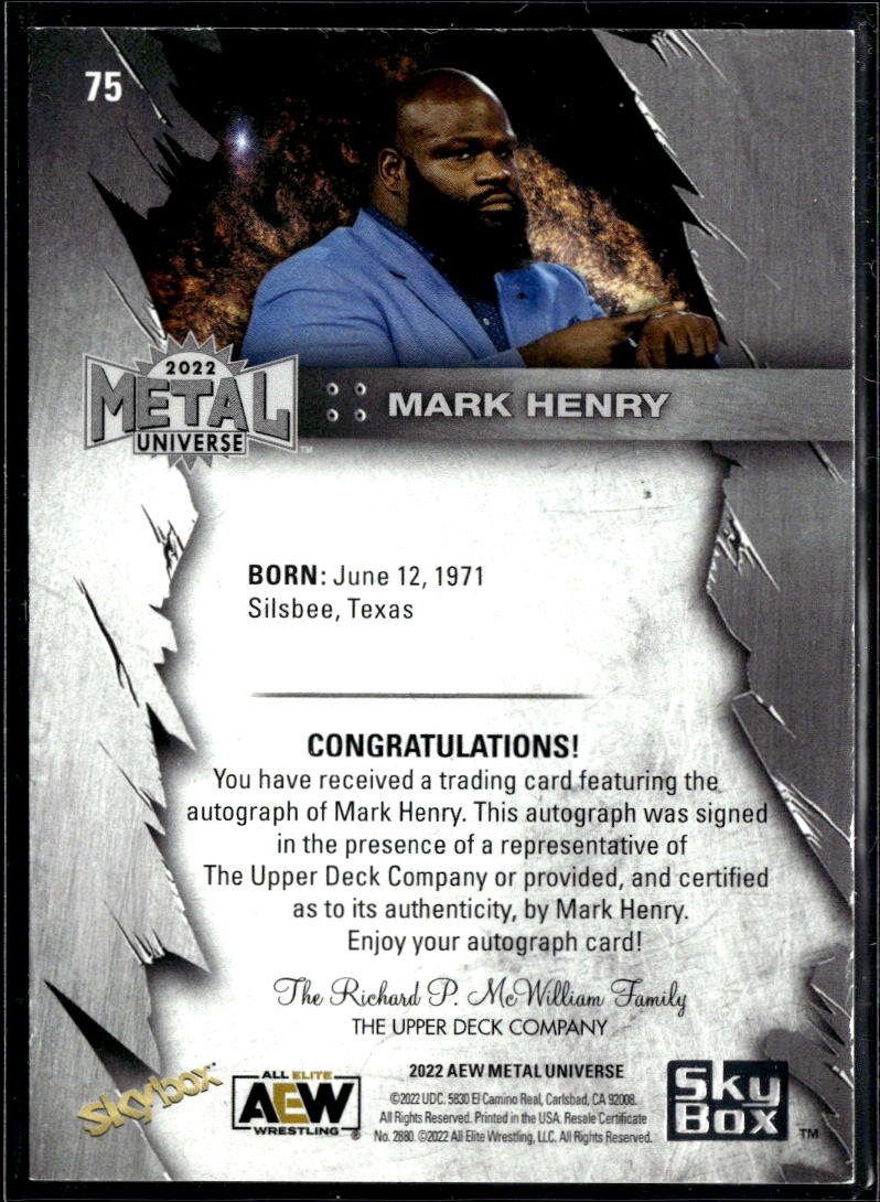 Mark Henry 2022 Upper Deck SkyBox Metal Universe AEW Auto Autograph WWE