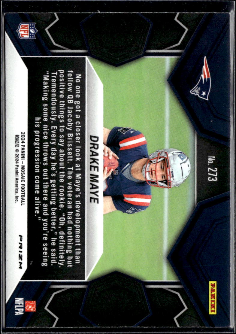 Drake Maye 2024 Mosaic Rookie RC NFL Debut Mosaics Prizm New England Patriots