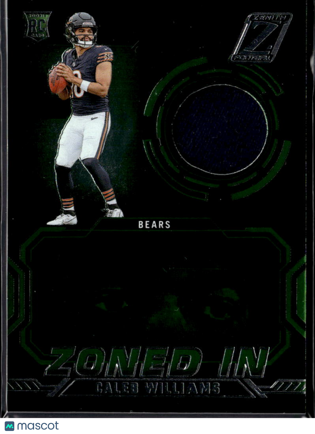 Caleb Williams 2024 Zenith Zoned In Jersey Patch Rookie RC Chicago Bears