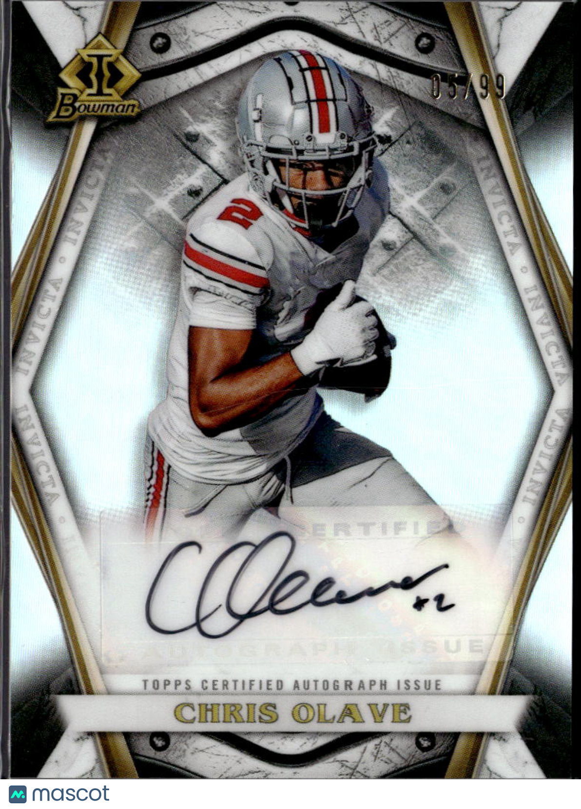 Chris Olave 2022 Bowman University Auto Autograph RC 5/99 Ohio State Saints