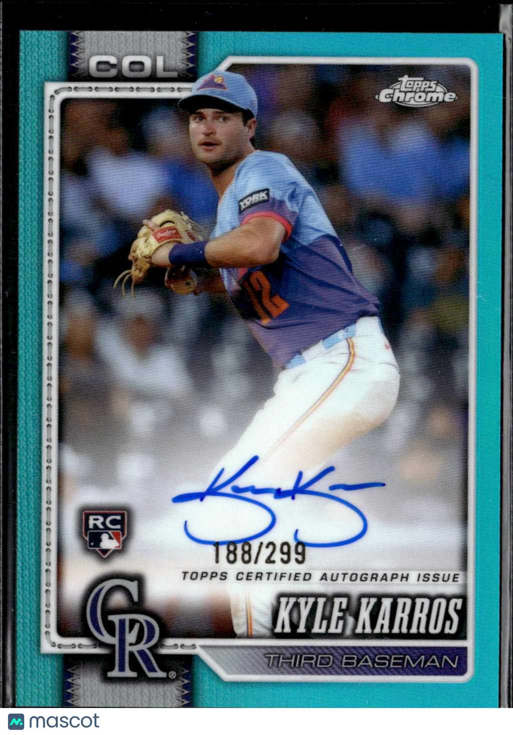 Kyle Karros 2026 Topps Chrome Auto Autograph RC 188/299 Colorado Rockies