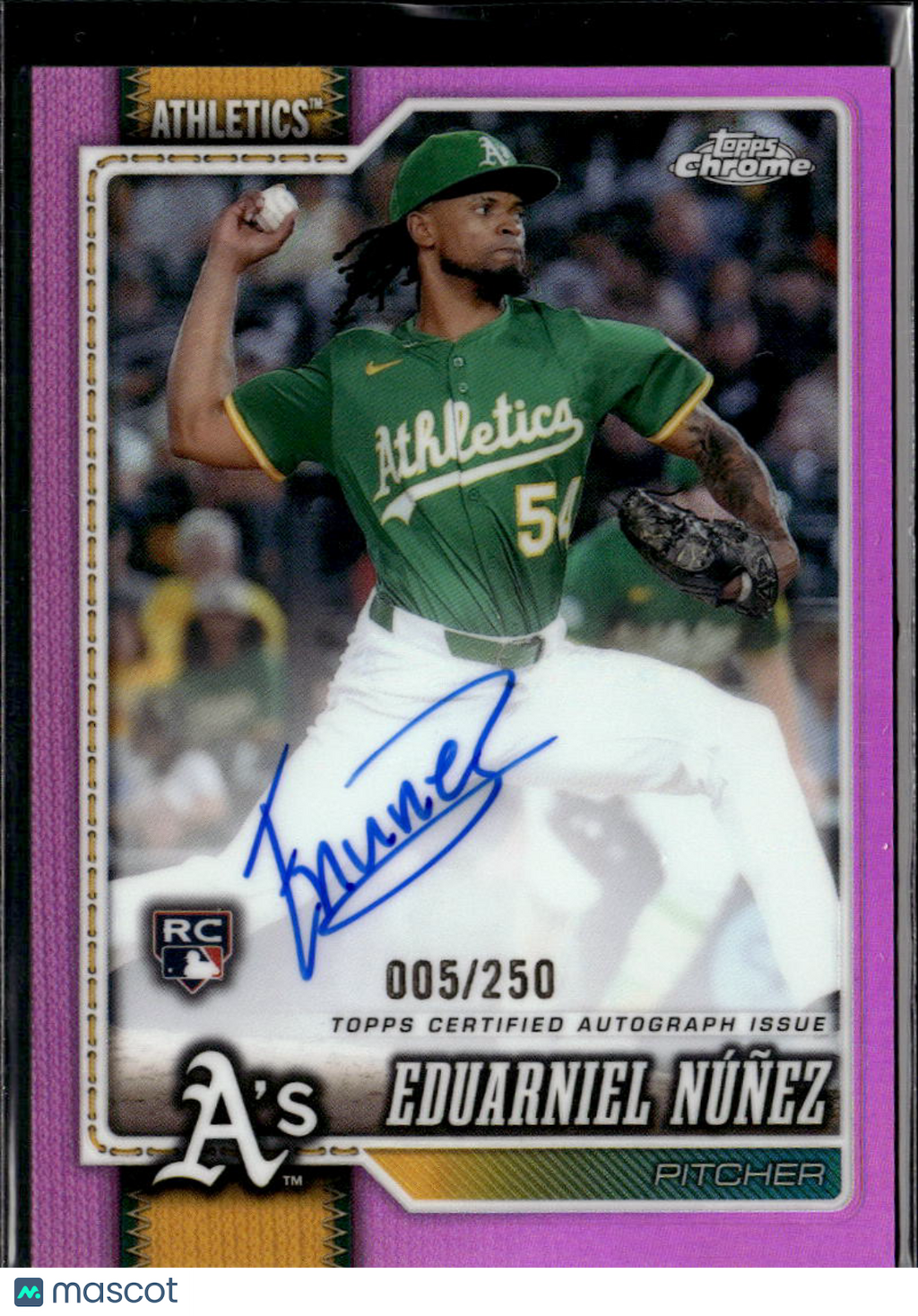 Eduarniel Nunez 2026 Topps Chrome Auto Autograph RC 5/250 Oakland Athletics