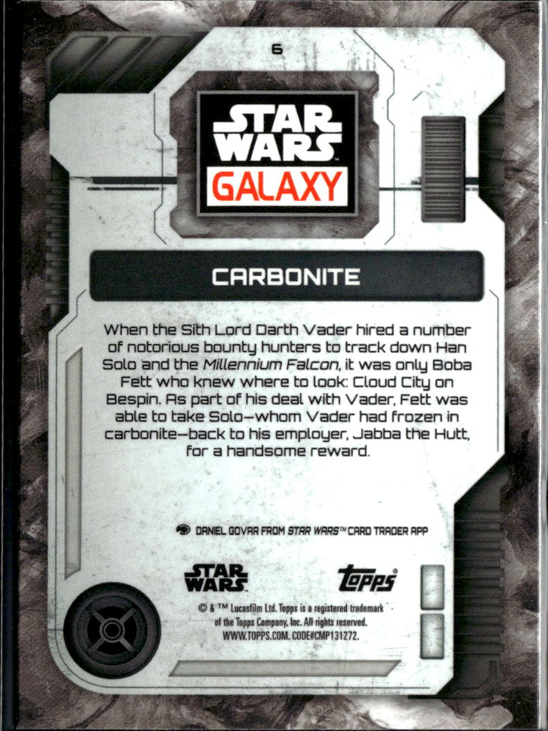 Boba Fett Carbonite 2026 Topps Star Wars Galaxy Mini Diamond Refractor #6