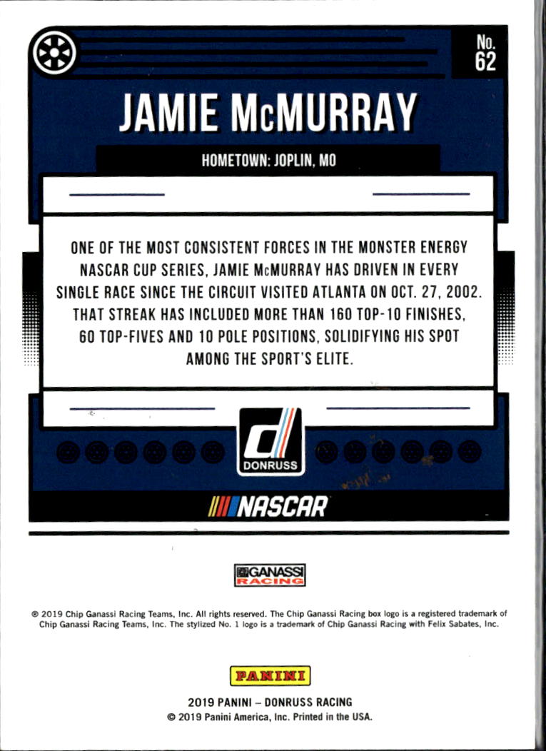 Jamie McMurray 2019 Donruss Racing Buyback Auto Autograph Chip Ganassi Racing