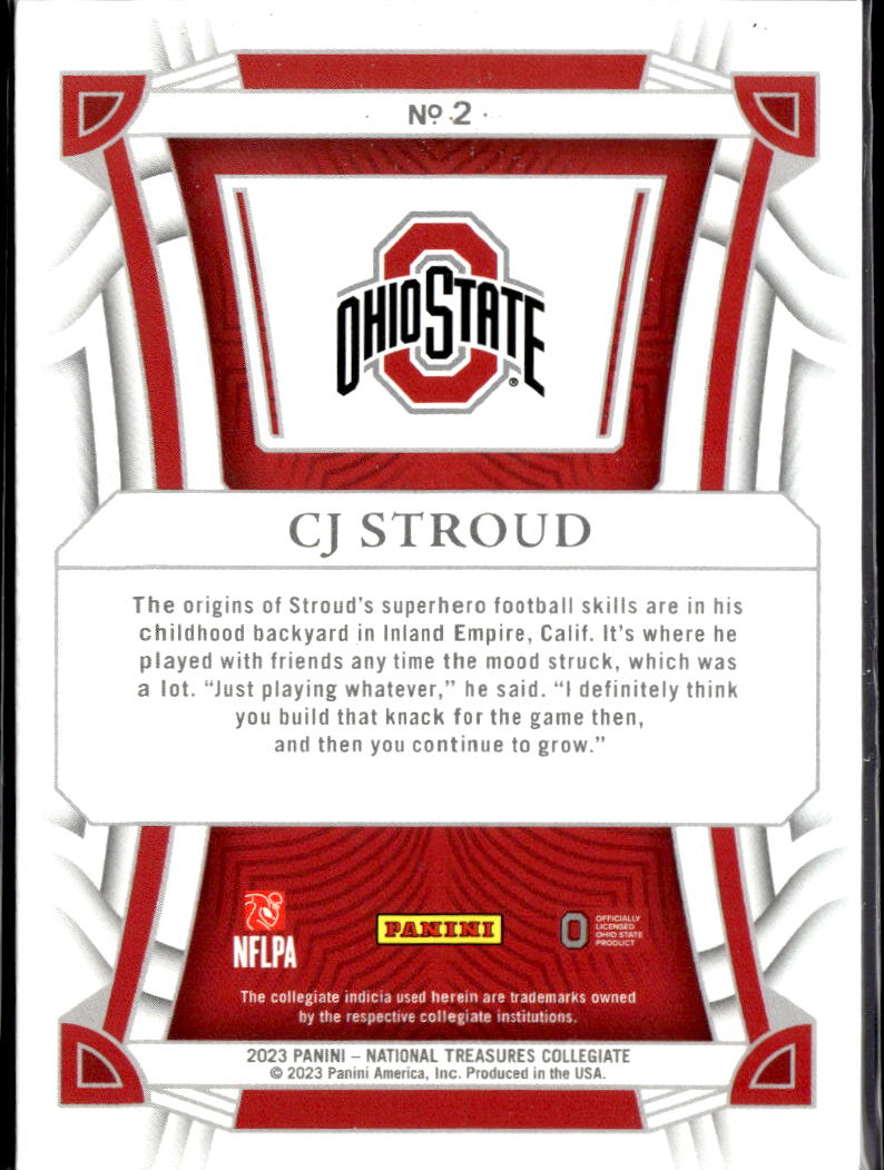 CJ Stroud 2023 National Treasures Rookie RC 64/99 Ohio State Buckeyes