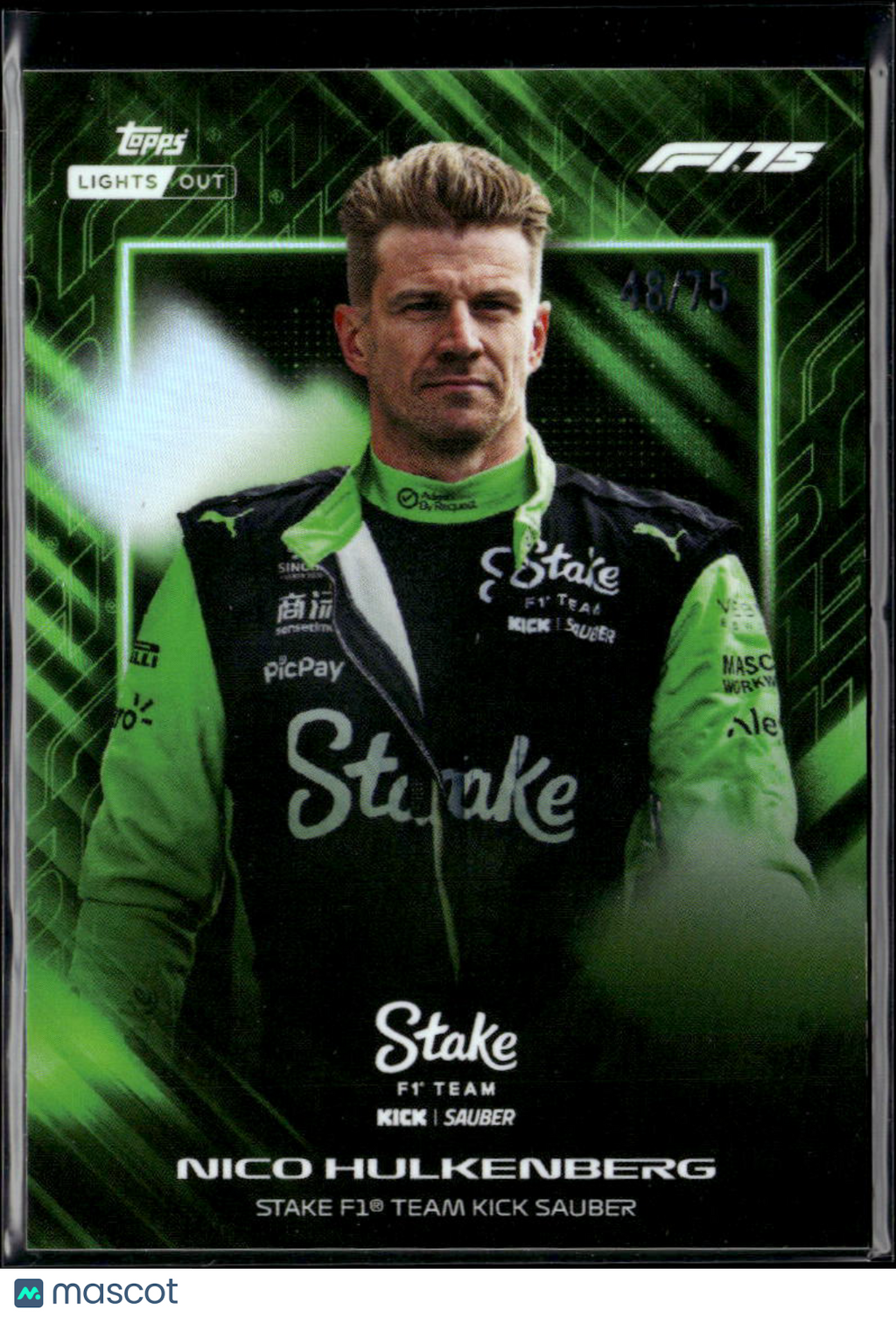 Nico Hulkenberg 2025 Topps Lights Out Green 48/75 Stake F1 Team Kick Sauber