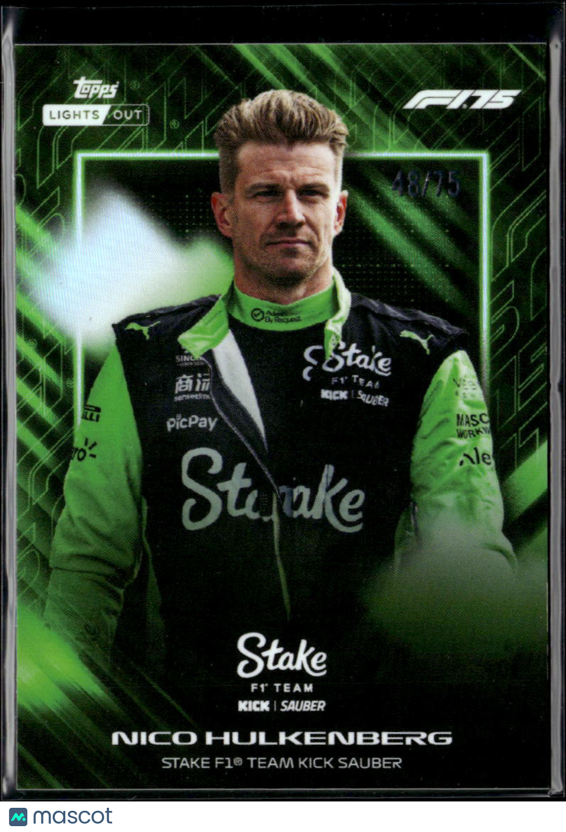 Nico Hulkenberg 2025 Topps Lights Out Green 48/75 Stake F1 Team Kick Sauber