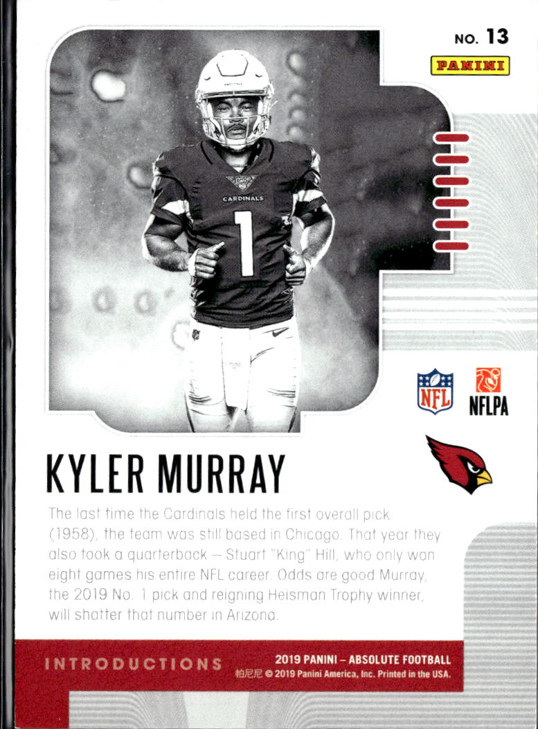 Kyler Murray 2019 Absolute Introductions Red Rookie RC 22/100 Arizona Cardinals