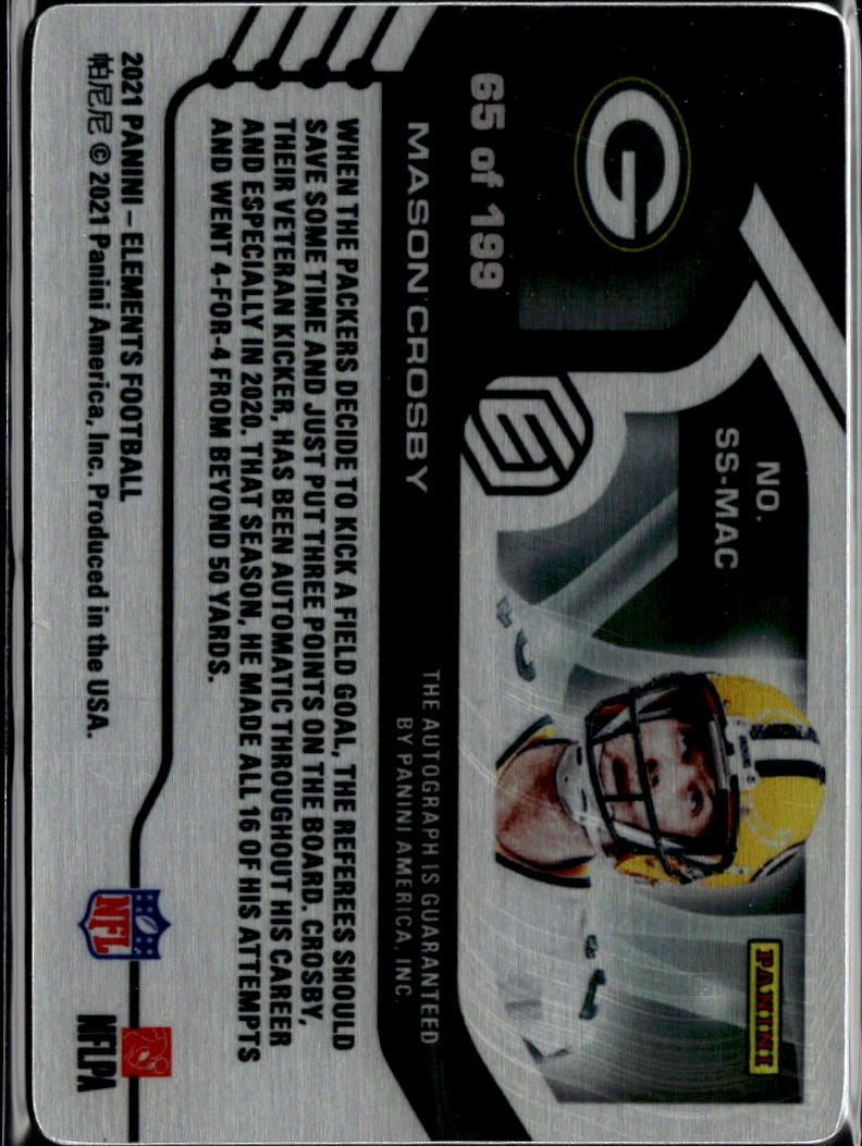 Mason Crosby 2021 Elements Auto Autograph 65/199 Green Bay Packers