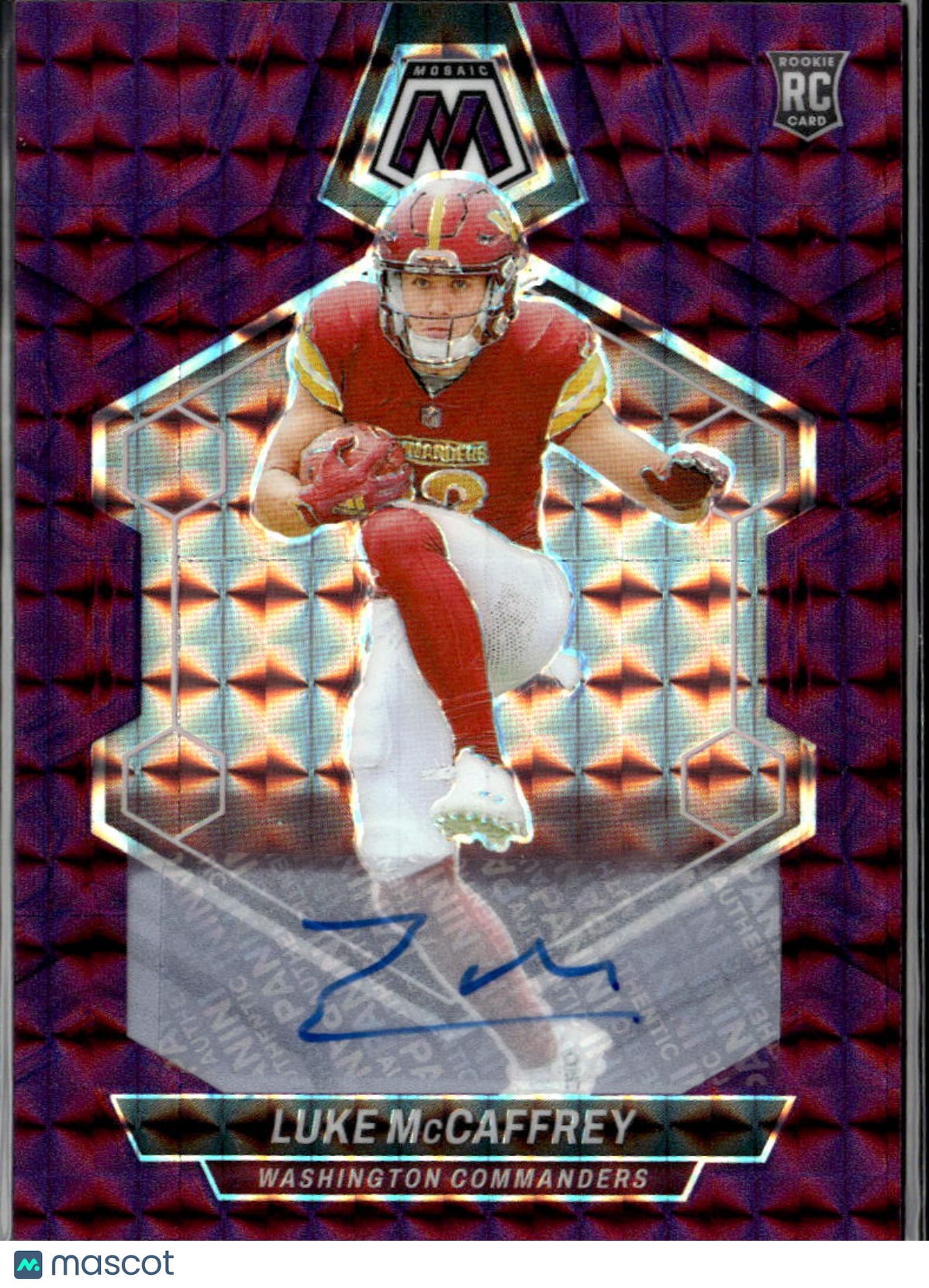 Luke McCaffrey 2024 Mosaic Auto Autograph Purple RC 9/49 Washington Commanders