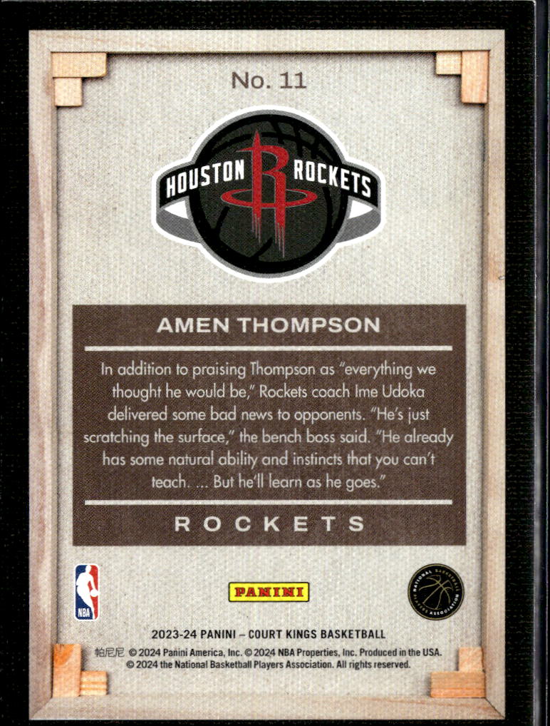 Amen Thompson 2023-24 Court Kings Blank Slate SSP CASE HIT RC Houston Rockets