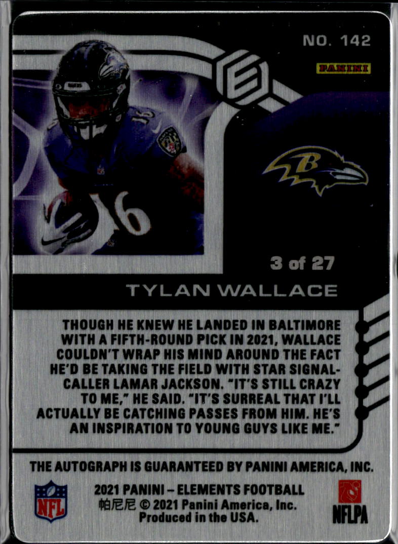 Tylan Wallace 2021 Elements Auto Autograph RC Cobalt 3/27 Baltimore Ravens