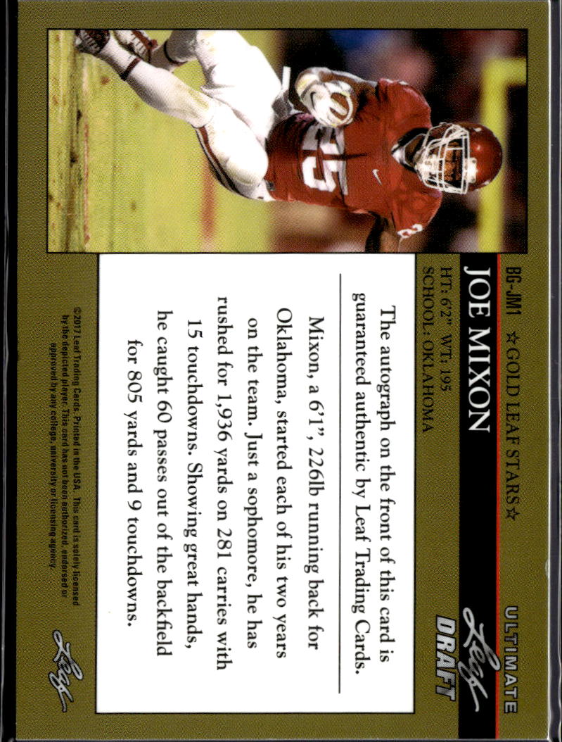 Joe Mixon 2017 Leaf Ultimate Draft Auto Autograph RC Bengals Oklahoma Sooners